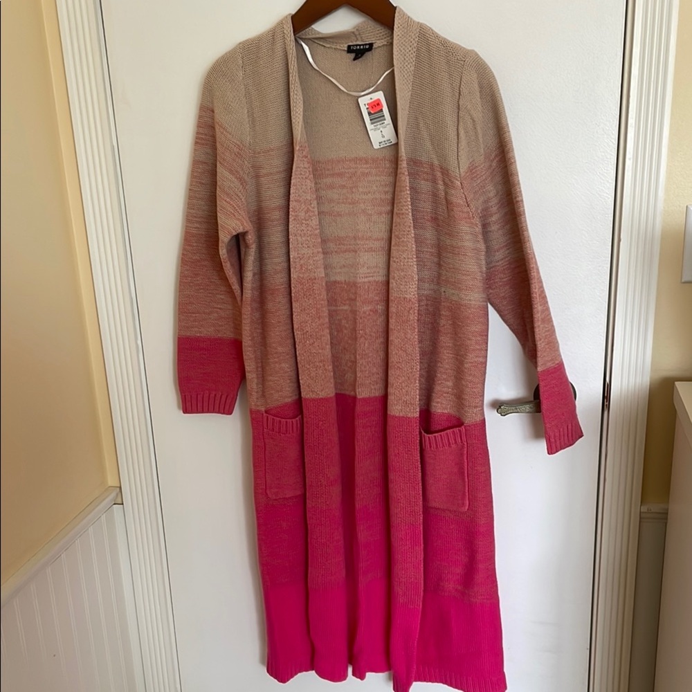 Pink and Tan Gradient Cardigan